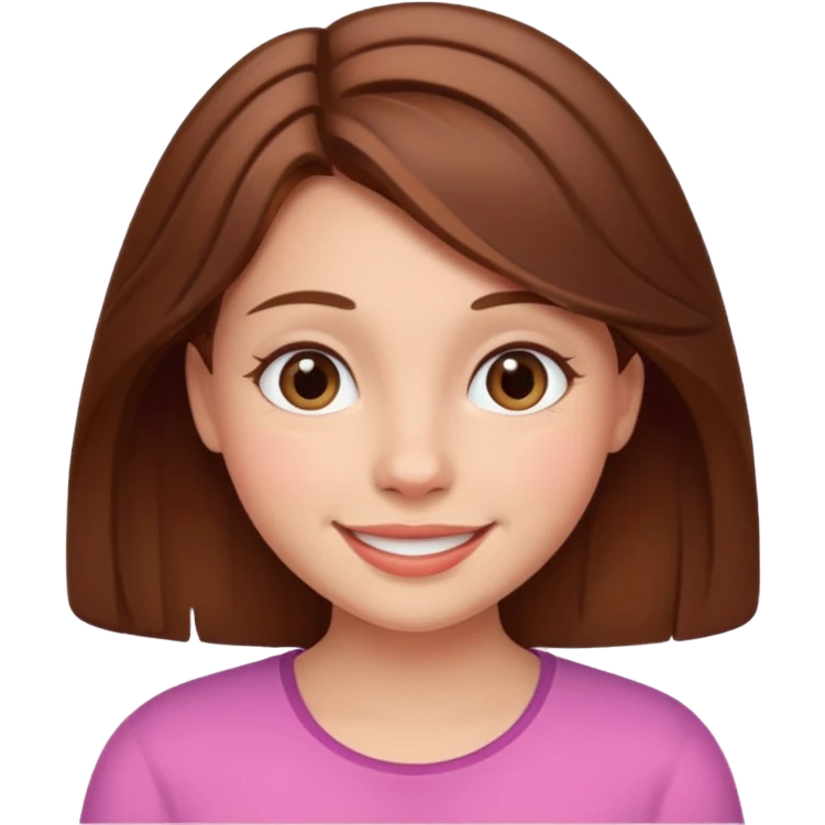 girl with brown hair, smiling emoji