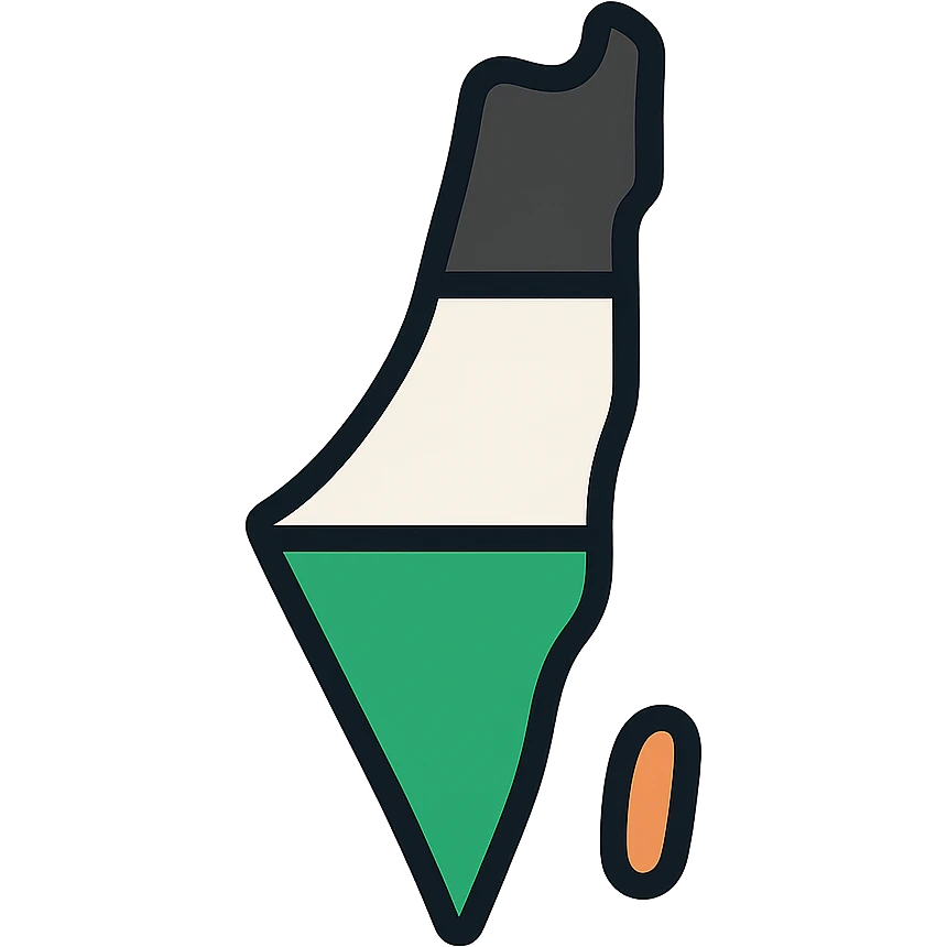 simple modern icon of Palestine with clear lines, recognizable elements like flag or map outline emoji