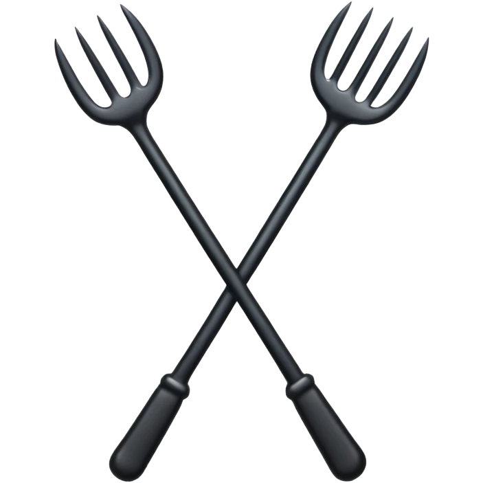 Make 2 black pitchforks cross emoji
