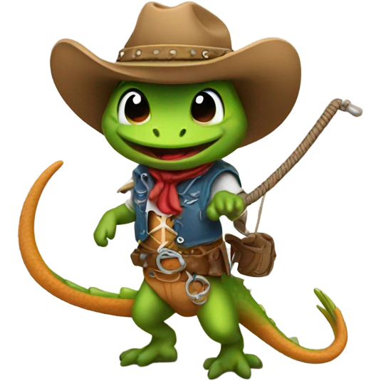 Cowboy lizard with a lasso emoji