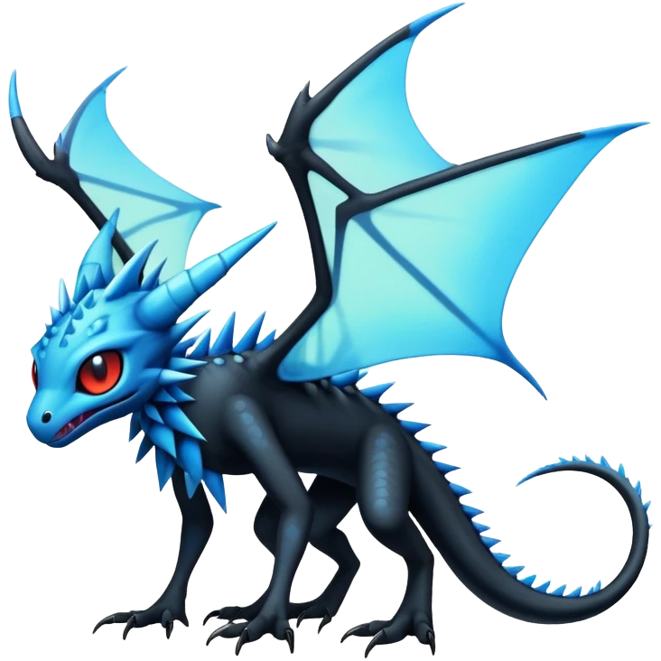 Cool Edgy black-blue ethereal badass punky Trico-Flygon-animal-creature full body emoji