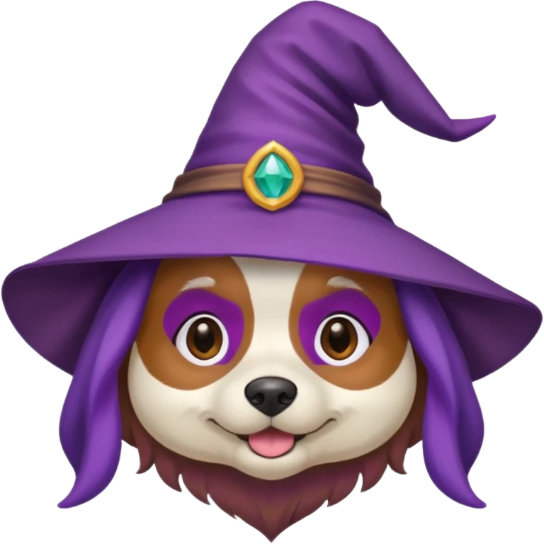 dog wear purple wicth hat emoji