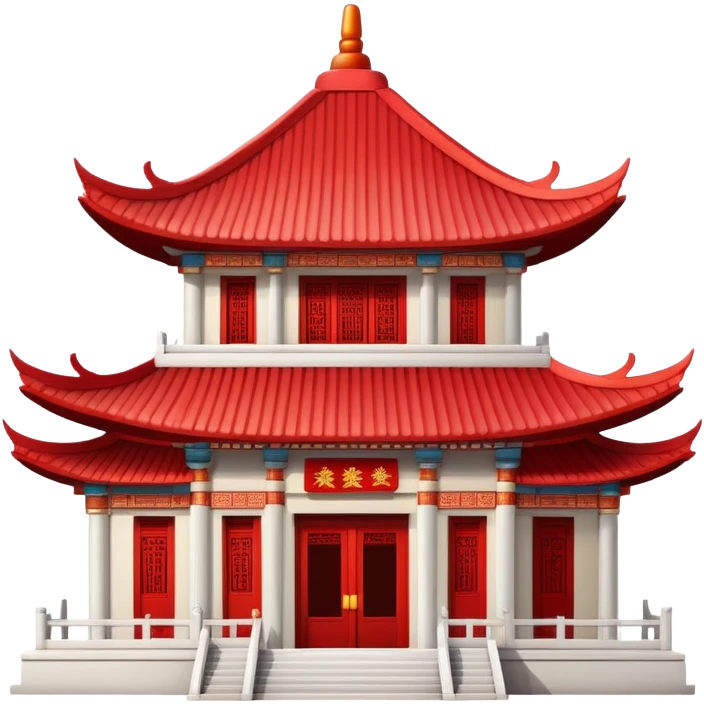 Basic Chinese temple icon, simplified architecture, symbolic representation emoji