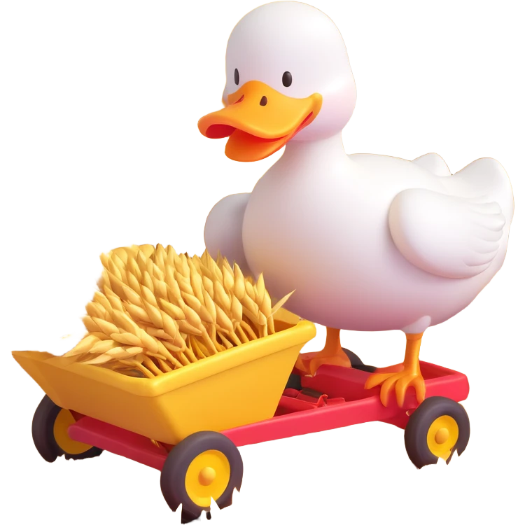 animal crossing character, duck that harvest wheat emoji