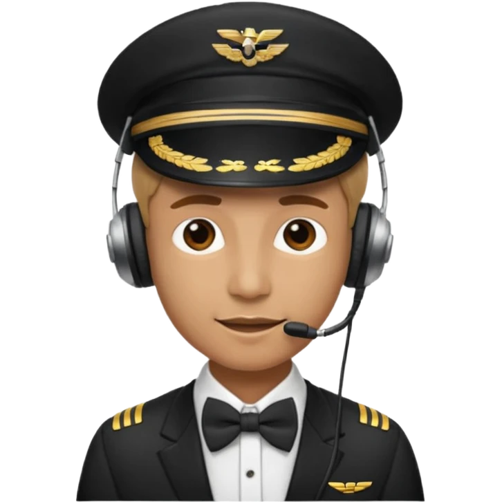 headphones, hat, and bowties pilot emoji