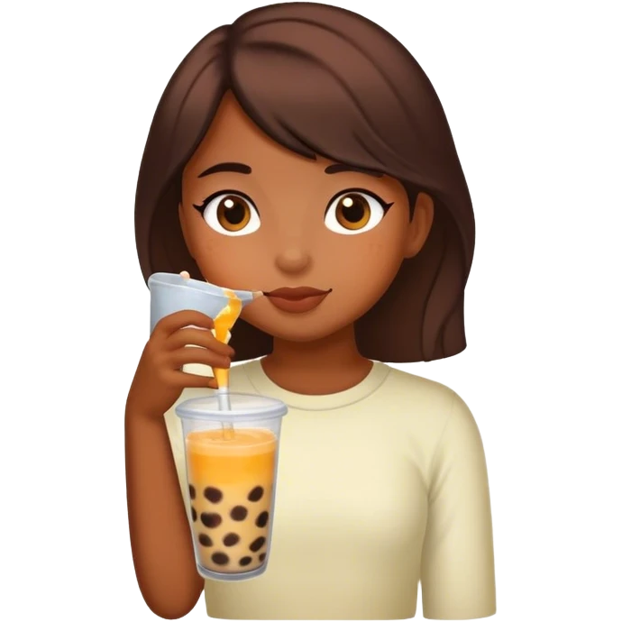 Girl with boba emoji
