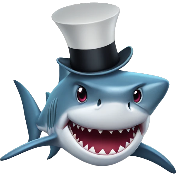 Shark with a top hat emoji