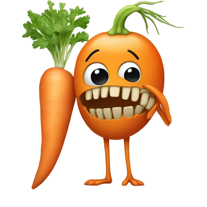 Sad carrot crying over bird skeleton emoji