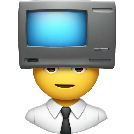 Businessman with computer monitor head emoji
