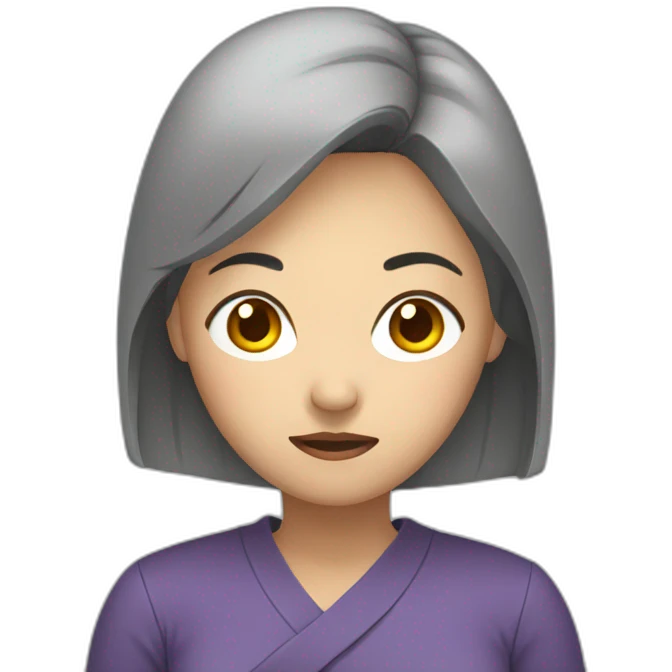 asian woman holding pain emoji