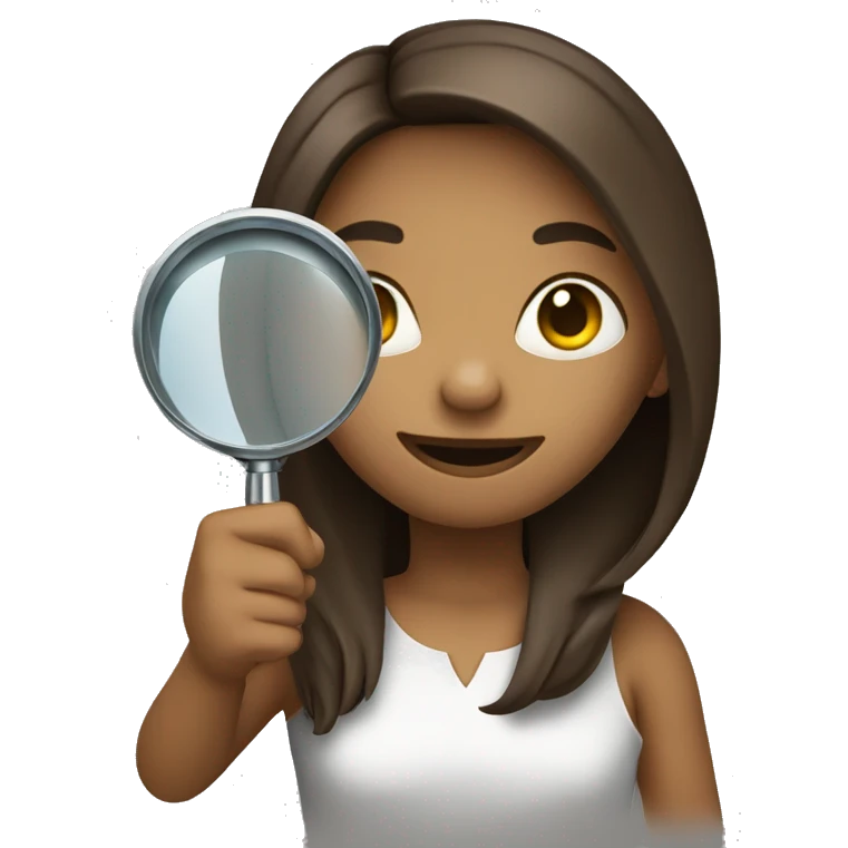 a girl is holding a magnifying glass emoji