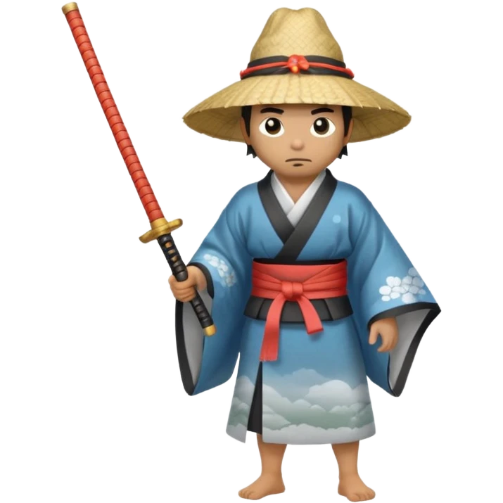 Samurais in Hat, Lone samurai in hat walking through mist emoji