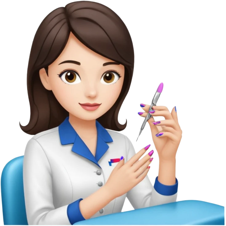 Brunette Girl getting a manicure at nail salon wind club emoji