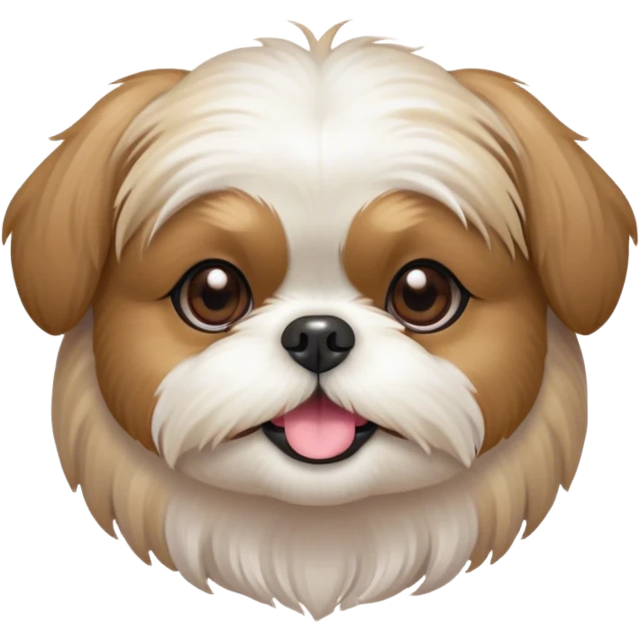 Cinematic Cute Shih Tzu Portrait Emoji, Head playfully tilted with large, sparkling eyes and a fluffy, endearing fur in gentle, pastel tones, simplified yet irresistibly charming, highly detailed, glowing with a warm, cuddly radiance, high shine, radiating affectionate and joyful energy, styled with a soft, playful outline, capturing the essence of a cute Shih Tzu that seems destined to charm everyone in its path! emoji