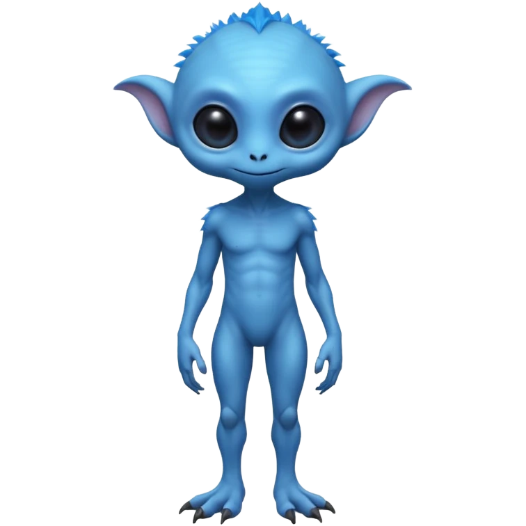 full body cute roughly humanoid peacefull alien furry with 2 legs and eye stalks stands upright and looks intelligent ...wears clothing. not green..looks happy and cudly... has 3 eyes...the alien has 3 eyes....it has an extra eye on a stalk on top of head emoji