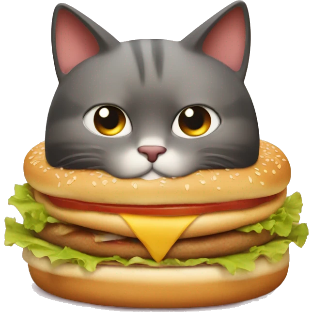Fat cat eats in restaurant burger emoji