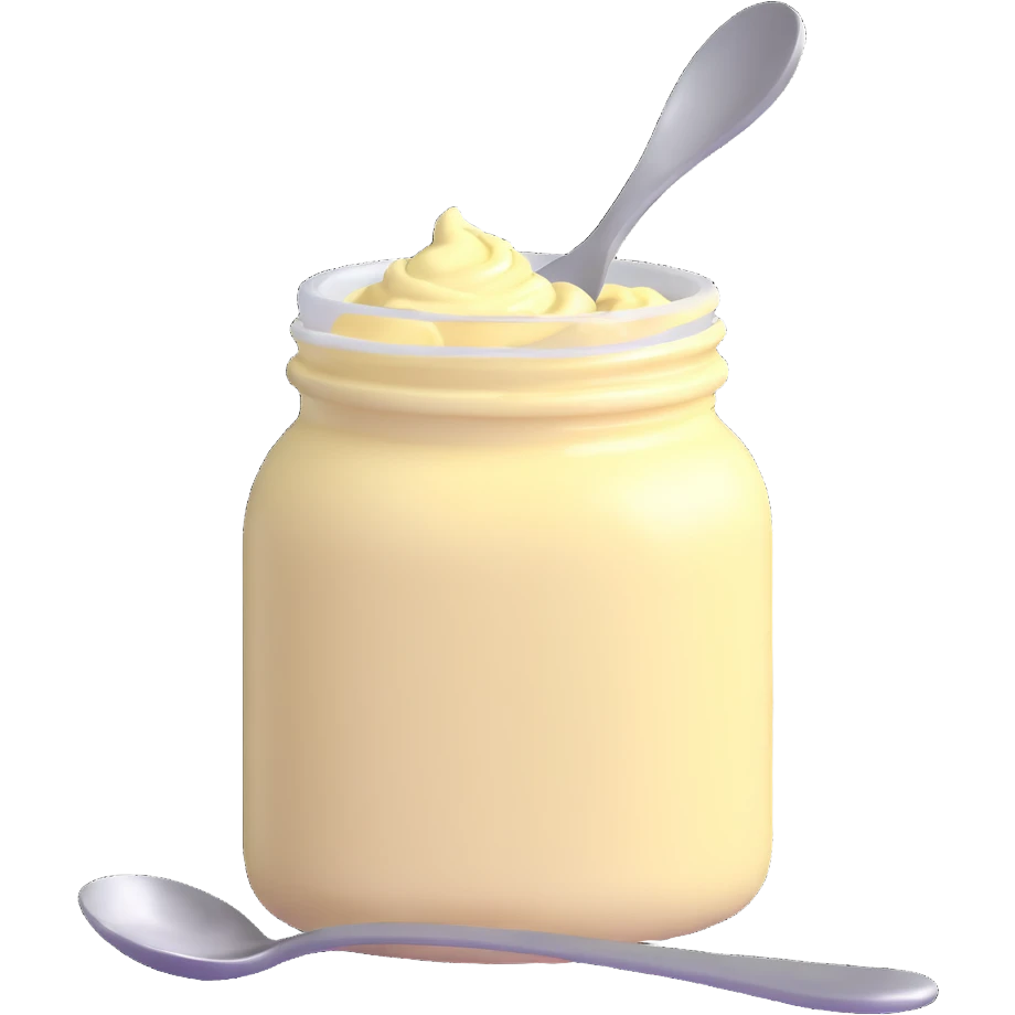 open jar of mayonnaise with a spoon emoji