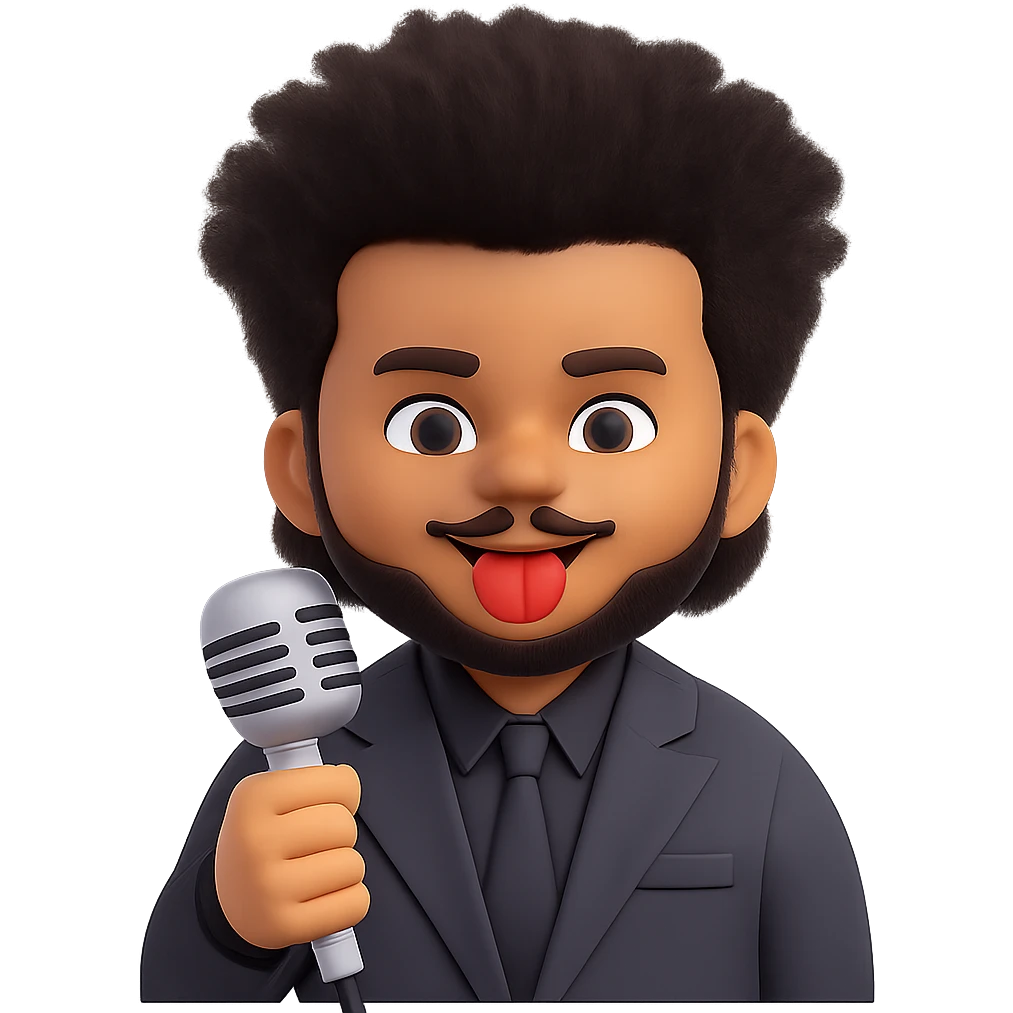 Add The Weeknd's After Hours album hairstyle, characterized by a tall, wild, and sculpted look, keeping the rest of the emoji the same. Remove the background. Maintain the original emoji style and details. emoji