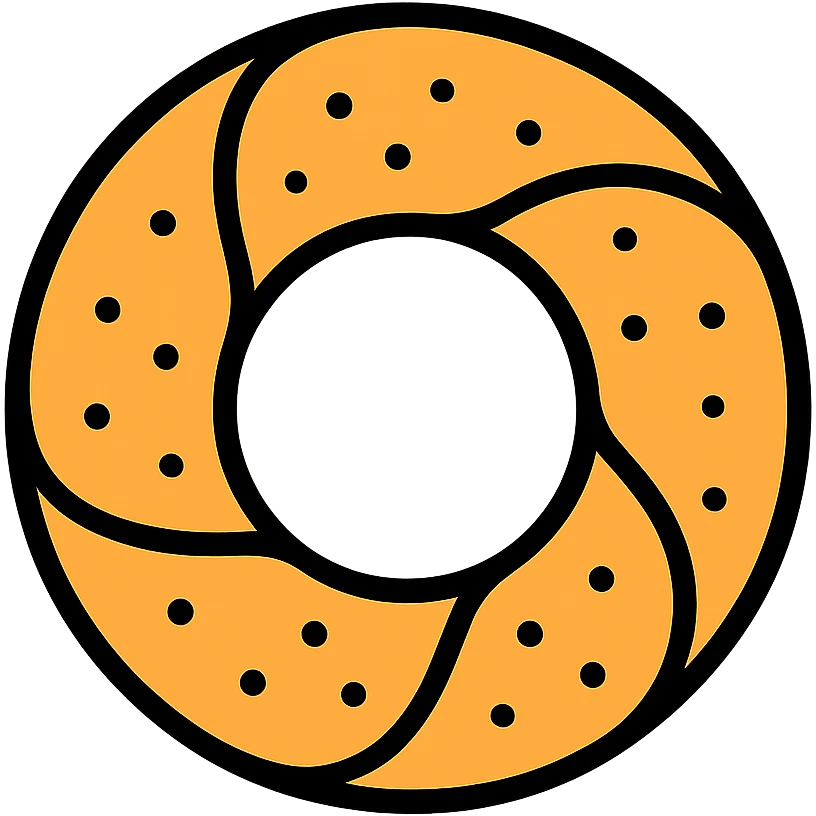 lineal icon simit bread, stylized, circular, dotted sesame details, modern and easy to identify emoji