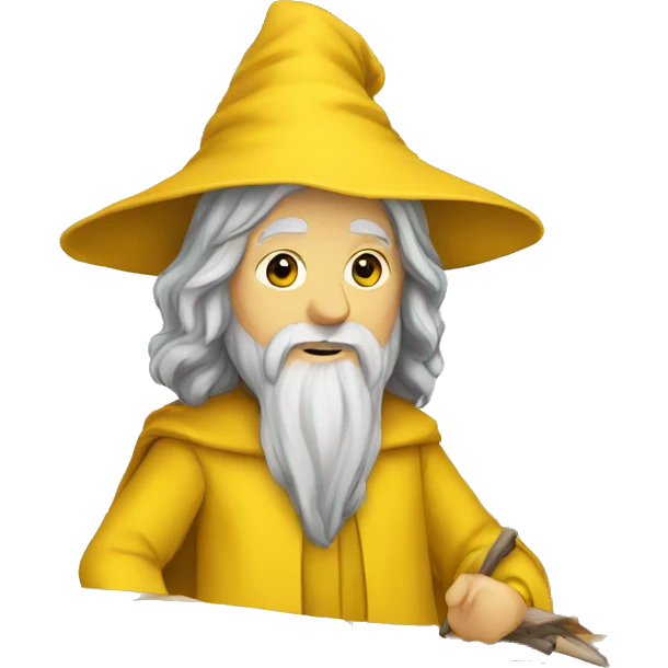 gandalf wearing yellow clothing in a classroom emoji