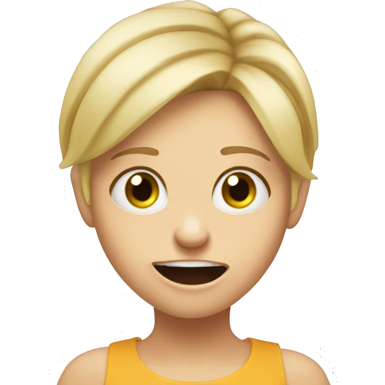 Blonde haired hazel eyed girl making a crazy weird face  emoji