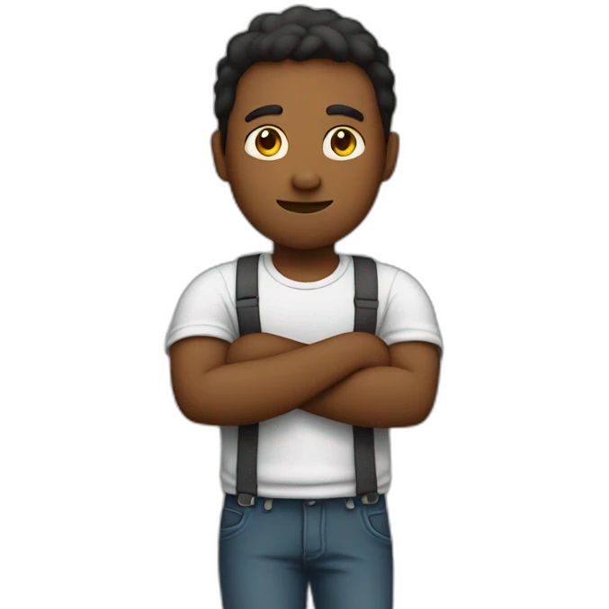 guy crossing his arms in the form of an x emoji