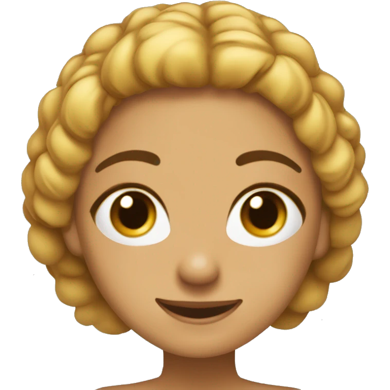 chica de pelo castaño feliz con ojos color miel con una toalla en la cabeza y una mascarilla en la cara  emoji