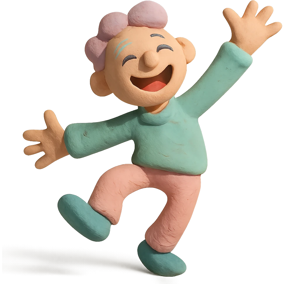 character mid-dance, exaggerated joyful pose, pastel colors emoji