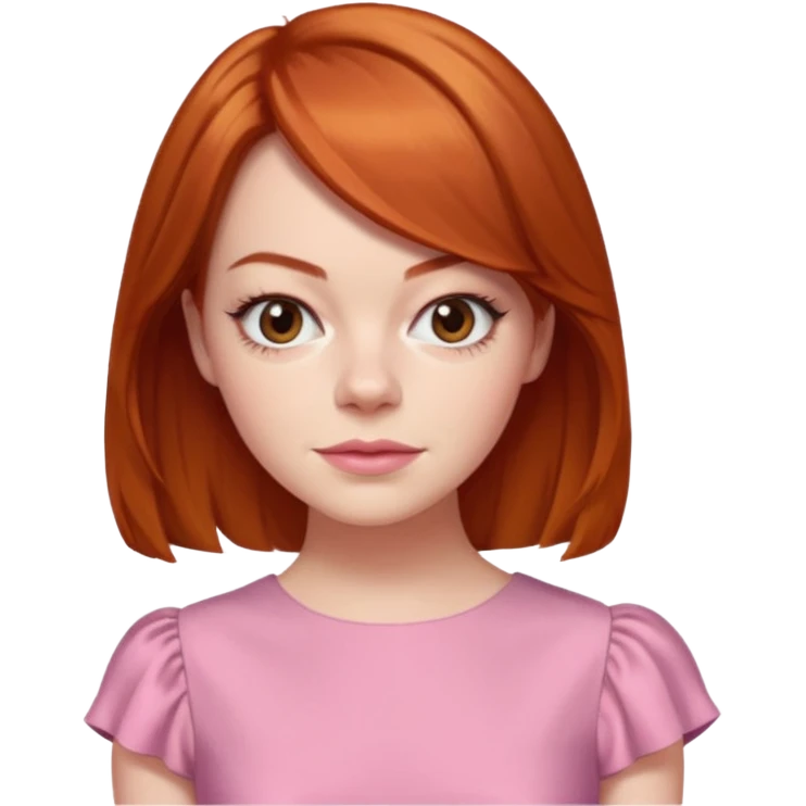 Emma Stone, orange brown hair, pink dress emoji