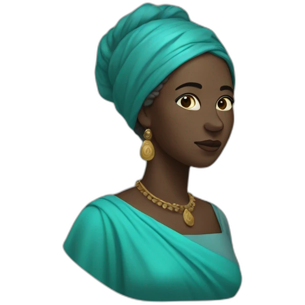 A black woman from 1 th century,short hair, cyan gown emoji