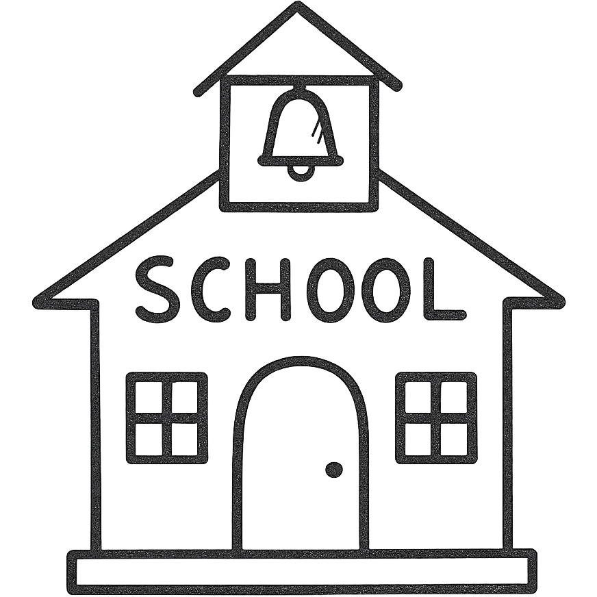 a school emoji, hand-drawn icon with no fill emoji