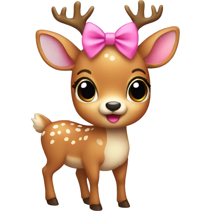 Cute deer wearing a pink bow emoji