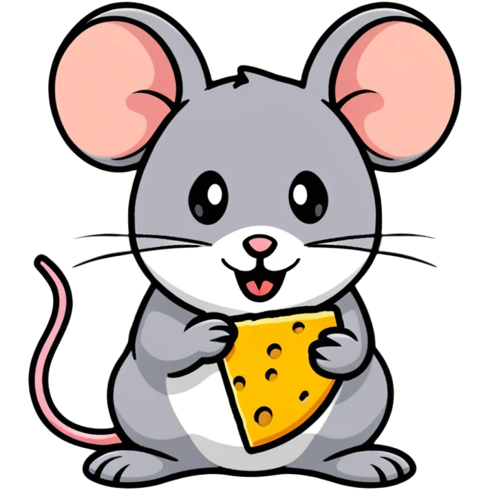 cartoon mouse jerry eating cheese emoji