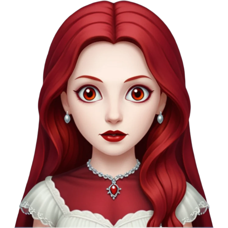Bride of Dracula with long dark red hair emoji