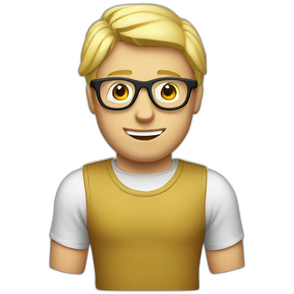 Blond guy with bril with a controller and glasses emoji