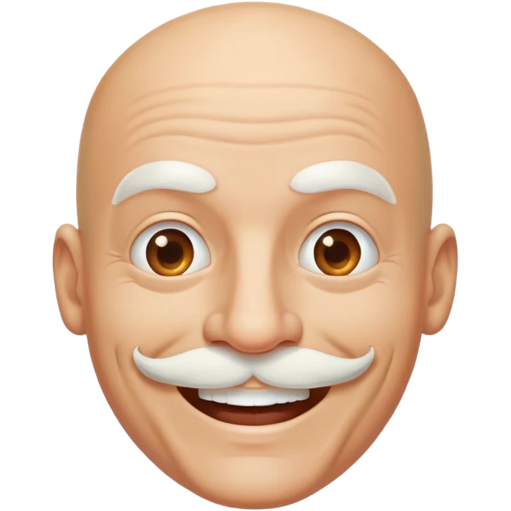 Head of a grinning bald man with a big white moustache  emoji