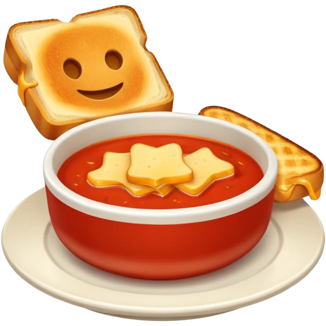 tomato soup with sliced grilled cheese on the side emoji