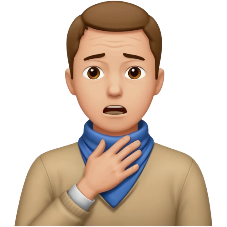 Man with hands gripped around neck crossed like he is choking emoji