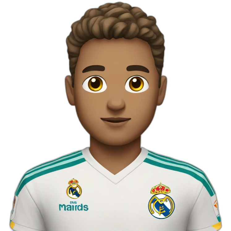 A man wearing a real madrid 2024 shirt White people 14 ans emoji
