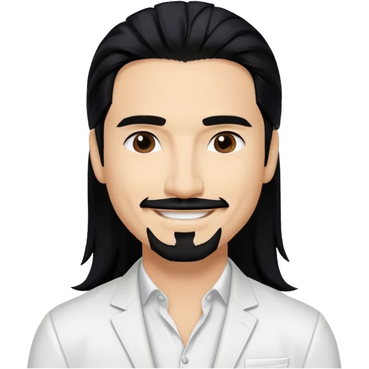 Kevin Richardson from Backstreet Boys with long black hair, white outfit emoji