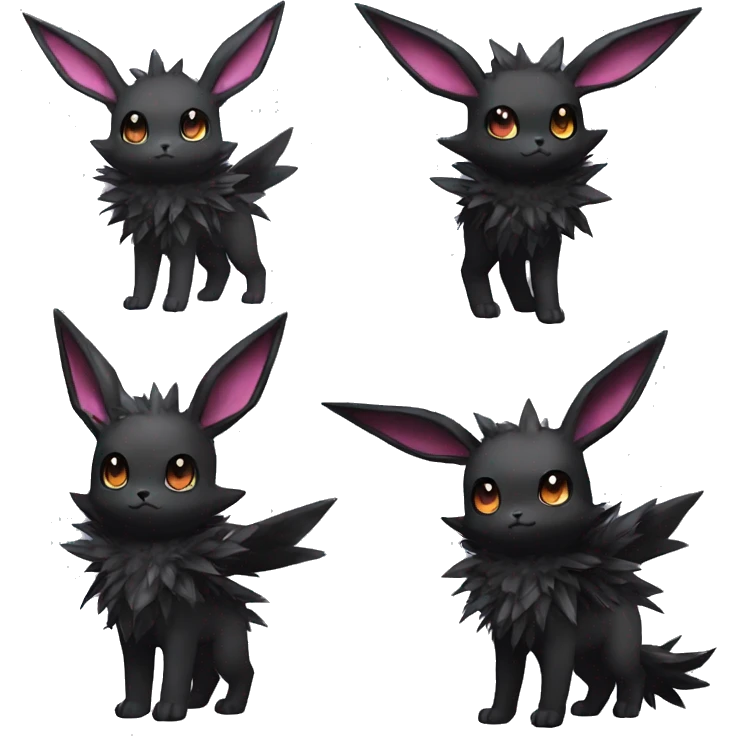 Dark Black Punk Kawaii Eeveelution-Cute-Pokémon-fusion full body emoji
