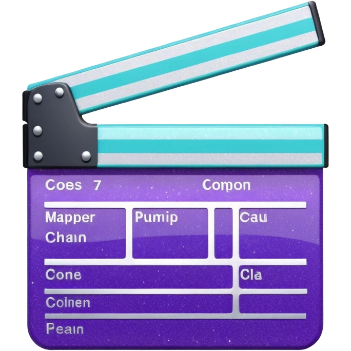 Glitter purple and cian clapperboard emoji