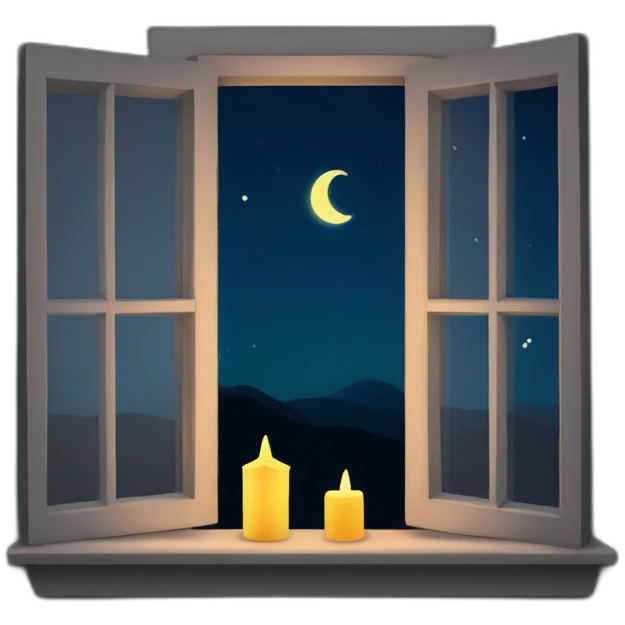 window at night with candle emoji