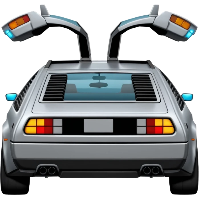 Silver DMC 12 Delorean back rearview emoji