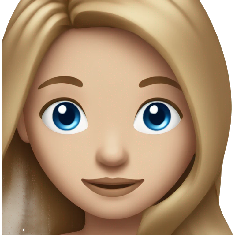 Pretty girl with long brown hair  and blue eyes  emoji