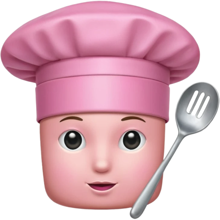 Pink chef hat with pink cooking utensils emoji