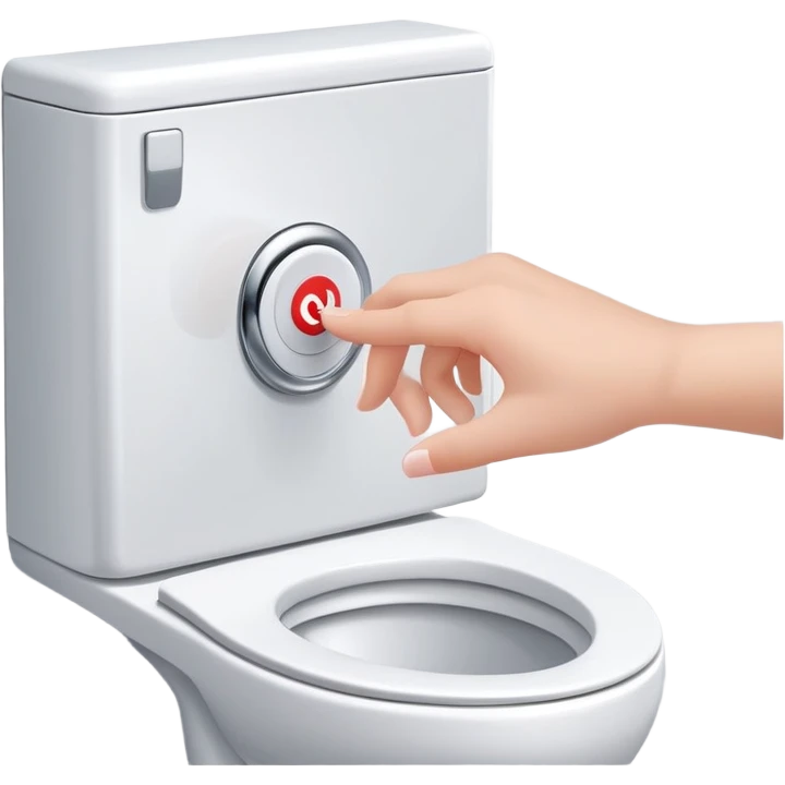 hand pressing the flush button on a toilet, clean and friendly emoji