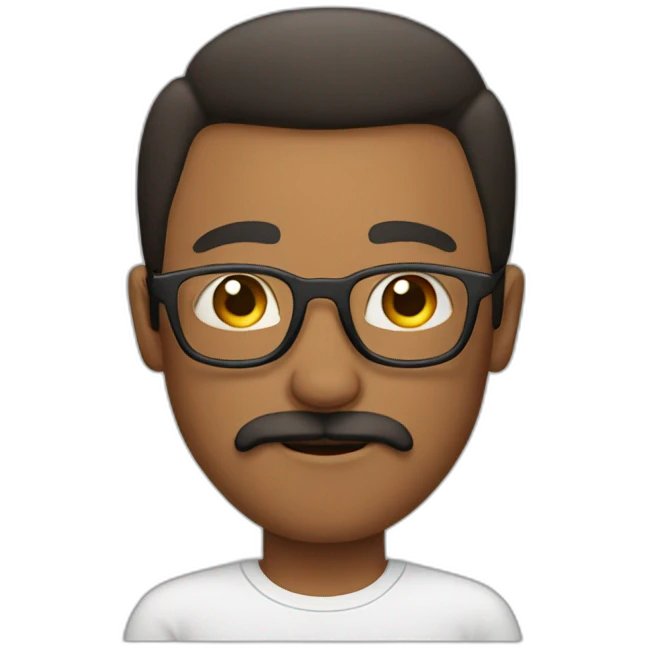 Man with glasses and mustache without shirt emoji