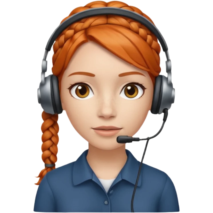 receptionist face braided gingerwith headpset emoji