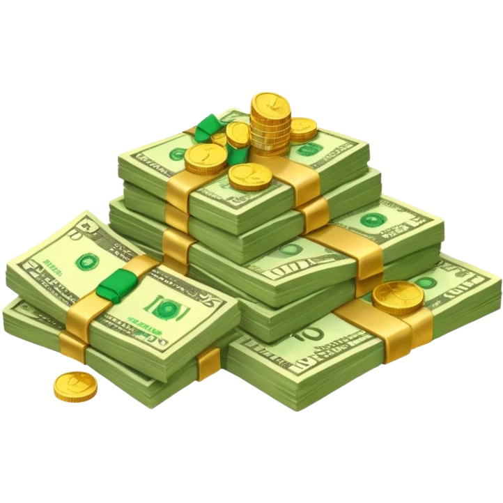 It's an image of money such as coins and bills, but there's only one or two neatly emoji